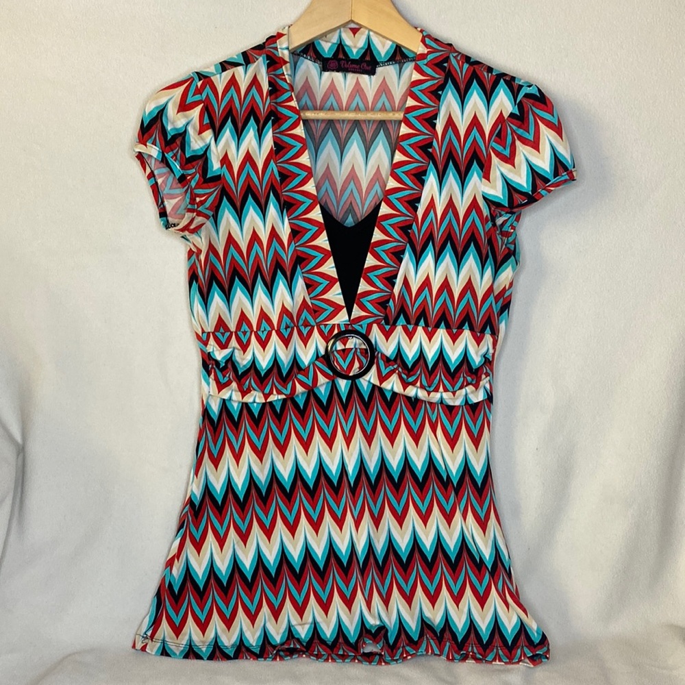 Stretchy short sleeve blouse